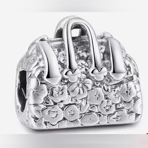 Silver Floral Handbag Charm